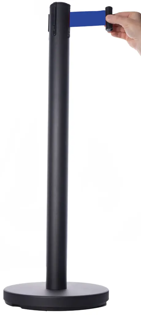 POTEAU C-POST NOIR A SANGLE BLEUE 2.9M x 5CM 