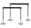 PACK DE 4 POTEAUX C-POST CHROME A SANGLE NOIRE 2.9M x 5CM