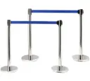 PACK DE 4 POTEAUX C-POST CHROME A SANGLE PERSONNALISEE 2.9M x 5CM