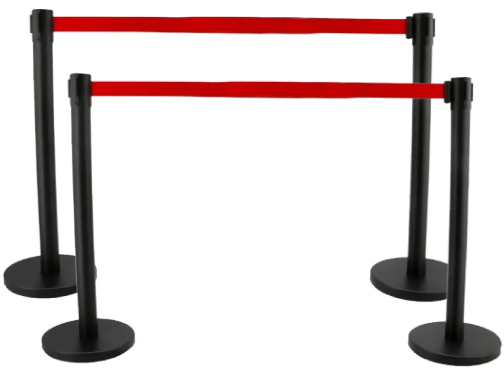 PACK DE 4 POTEAUX C-POST NOIR A SANGLE ROUGE 2.9M x 5CM