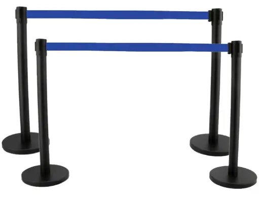 [CPOST-NR-BL X4] PACK DE 4 POTEAUX C-POST NOIR A SANGLE BLEUE 2.9M x 5CM