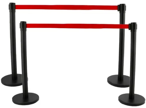 [CPOST-NR-RG X4] PACK DE 4 POTEAUX C-POST NOIR A SANGLE ROUGE 2.9M x 5CM